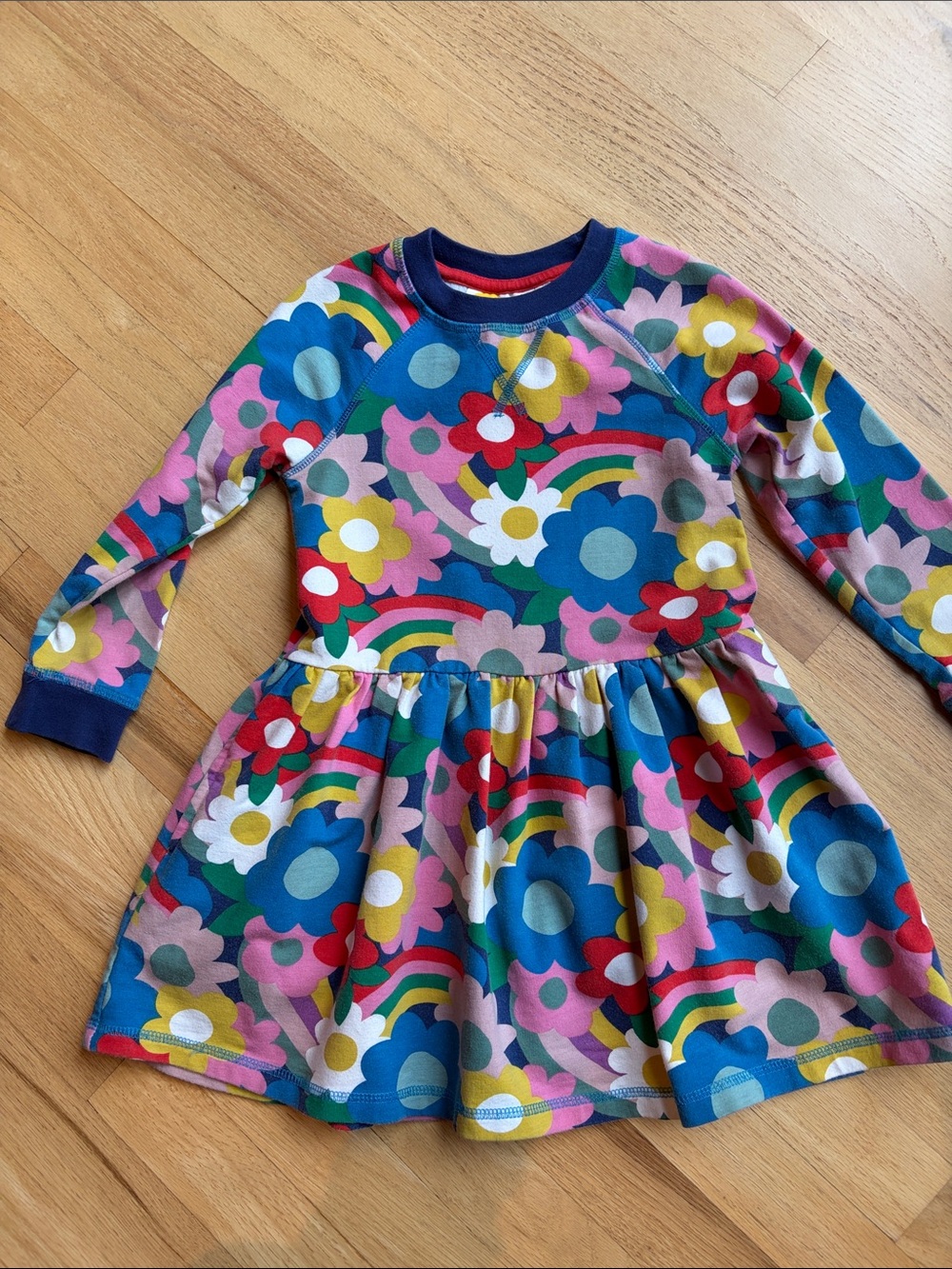 Mini Boden floral sweatshirt dress, 5-6Y